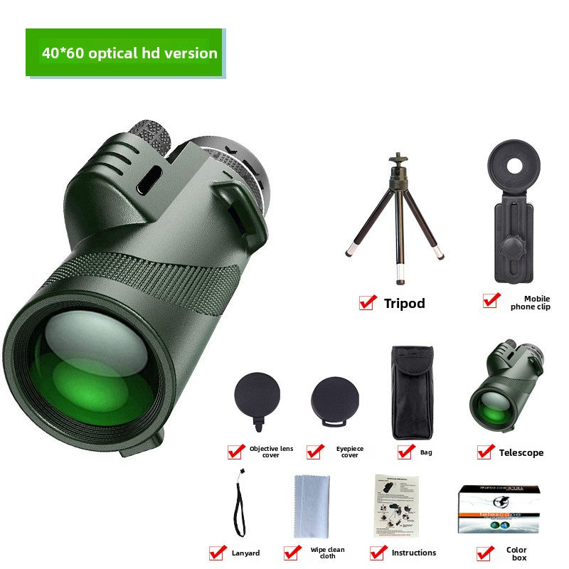 HD Professional Telescope Compass Monocular Powerful Waterproof Mini Pocket Zoom with Smartphone Hunting Camping