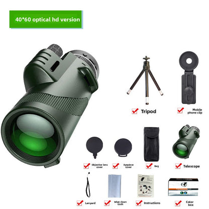 HD Professional Telescope Compass Monocular Powerful Waterproof Mini Pocket Zoom with Smartphone Hunting Camping