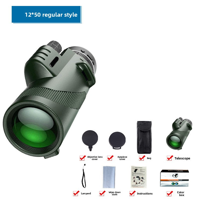 HD Professional Telescope Compass Monocular Powerful Waterproof Mini Pocket Zoom with Smartphone Hunting Camping