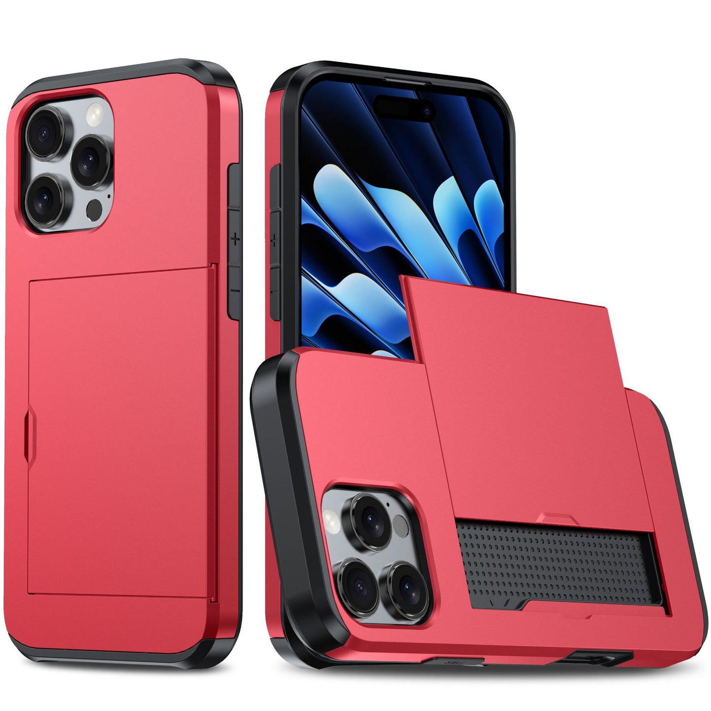 Case for Iphone 17 Pro Max 16 Pro Max 15 Pro 15 14 13 12 Wallet Card Holder Slide Slot Slim Hard PC Heavy Duty Protective Covers