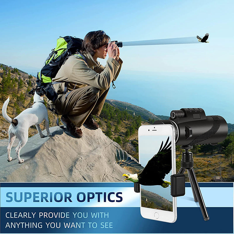 HD Professional Telescope Compass Monocular Powerful Waterproof Mini Pocket Zoom with Smartphone Hunting Camping