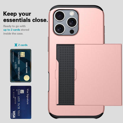 Case for Iphone 17 Pro Max 16 Pro Max 15 Pro 15 14 13 12 Wallet Card Holder Slide Slot Slim Hard PC Heavy Duty Protective Covers