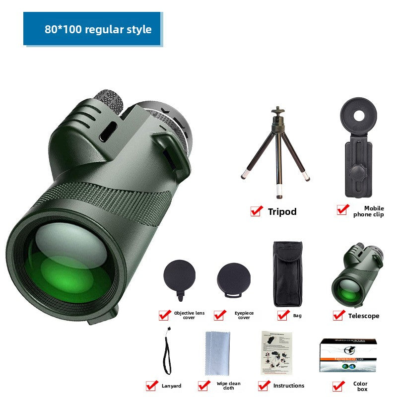 HD Professional Telescope Compass Monocular Powerful Waterproof Mini Pocket Zoom with Smartphone Hunting Camping