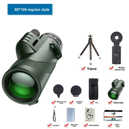HD Professional Telescope Compass Monocular Powerful Waterproof Mini Pocket Zoom with Smartphone Hunting Camping
