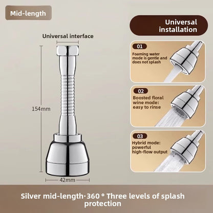 Universal 360 degree Rotate Kitchen Faucet Extender Aerator Plastic Splash Filter Kitchen Washbasin Faucet Bubbler Nozzle Aerator