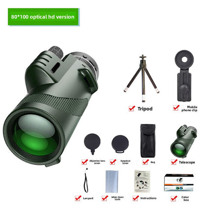 HD Professional Telescope Compass Monocular Powerful Waterproof Mini Pocket Zoom with Smartphone Hunting Camping